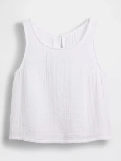 Cotton Gauze Racer Shell Tank Top