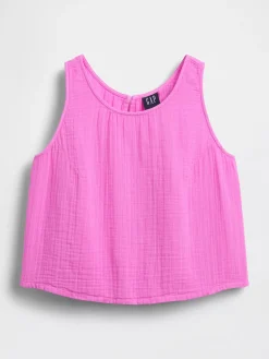 Cotton Gauze Racer Shell Tank Top
