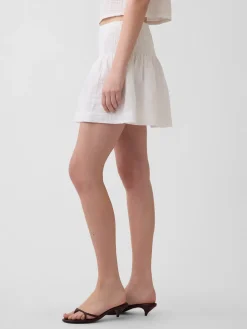 Cotton Gauze Smocked Waist Mini Skort