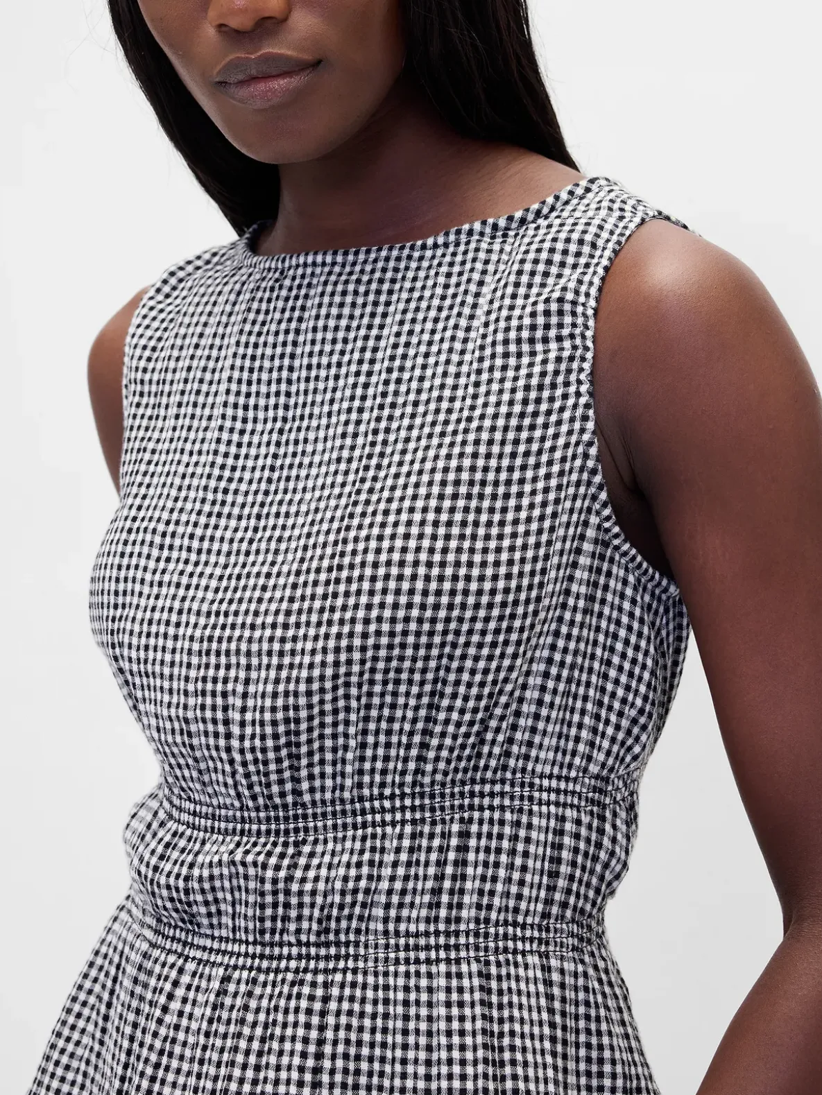Cotton Gauze Smocked-Waist Peplum Top