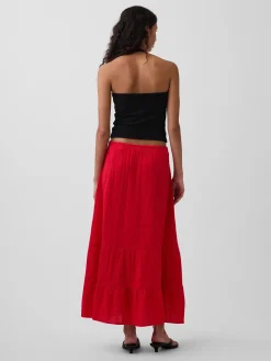 Cotton Gauze Tiered Easy Maxi Skirt