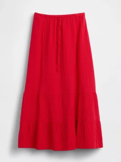 Cotton Gauze Tiered Easy Maxi Skirt