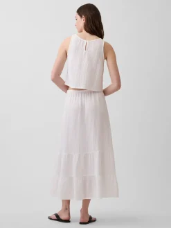 Cotton Gauze Tiered Easy Maxi Skirt