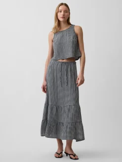 Cotton Gauze Tiered Easy Maxi Skirt