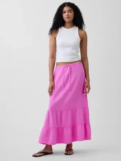 Cotton Gauze Tiered Easy Maxi Skirt
