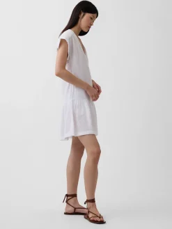 Cotton Gauze V-Neck Tunic Dress