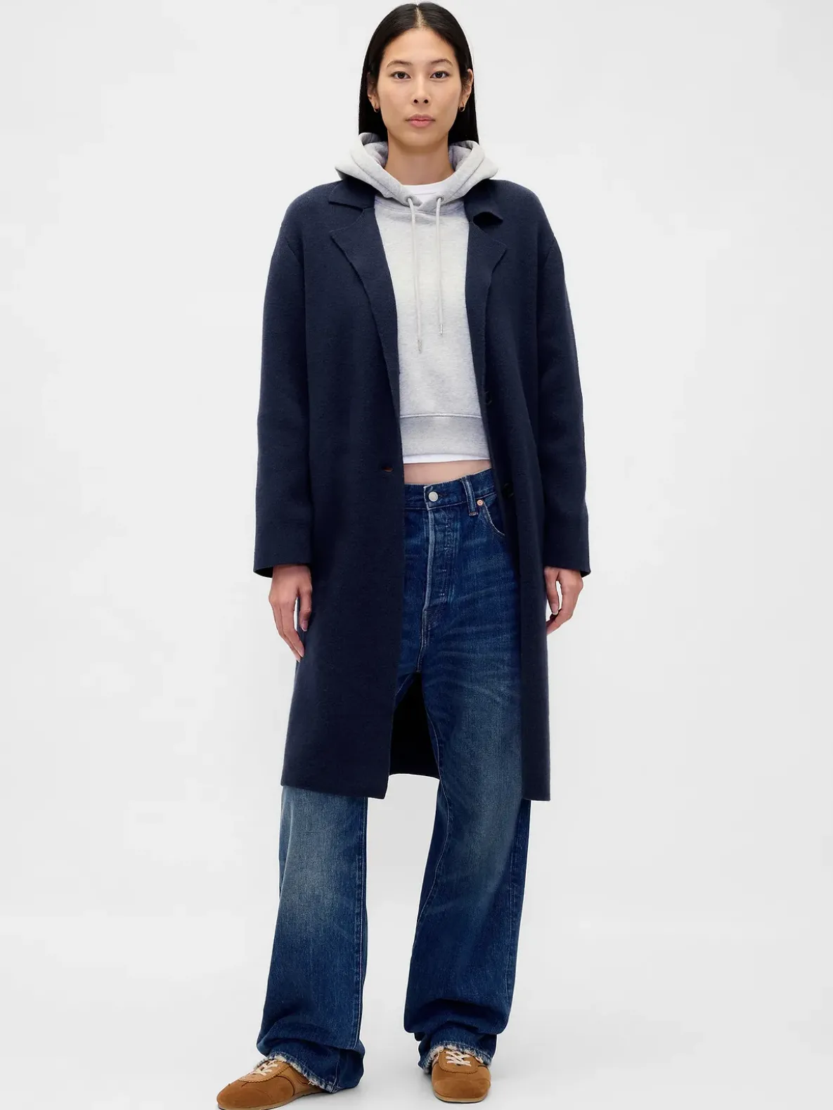 Cotton-Blend Cardigan Coat