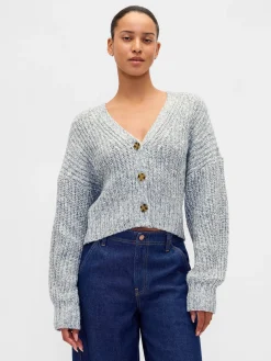 Cotton-Blend Crop Cardigan Sweater