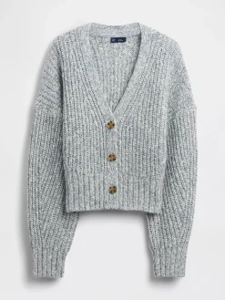 Cotton-Blend Crop Cardigan Sweater
