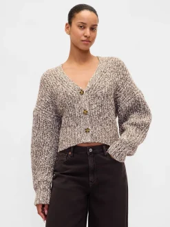Cotton-Blend Crop Cardigan Sweater