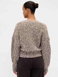 Cotton-Blend Crop Cardigan Sweater