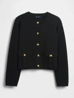 Cotton-Blend Pocket Cardigan Sweater