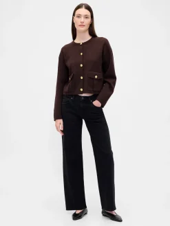 Cotton-Blend Pocket Cardigan Sweater