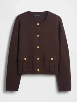 Cotton-Blend Pocket Cardigan Sweater