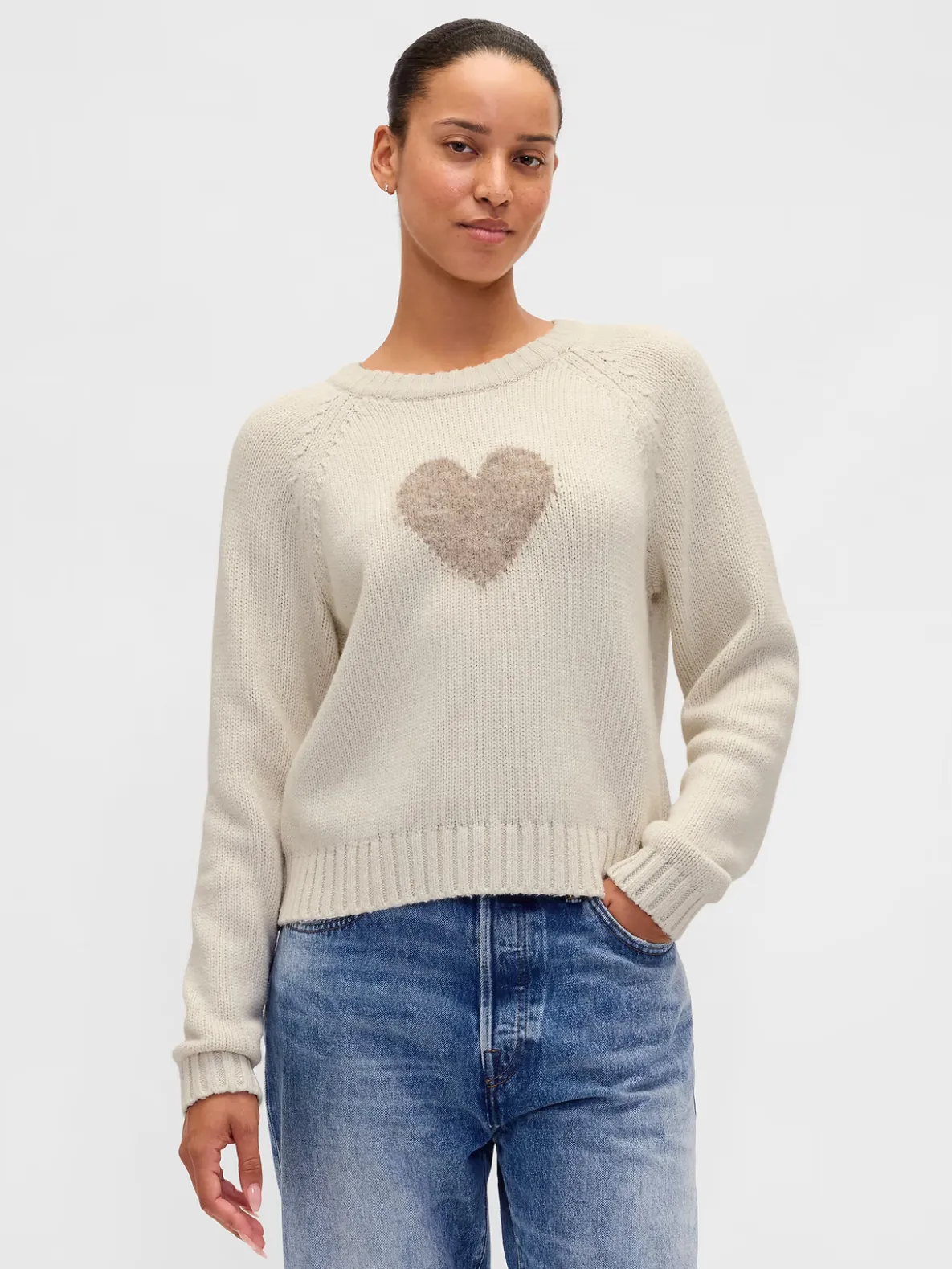 Cotton-Blend Raglan Crewneck Sweater