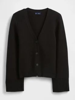 Cotton-Blend Relaxed V-Neck Cardigan Sweater