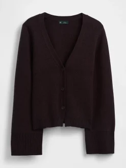 Cotton-Blend Relaxed V-Neck Cardigan Sweater