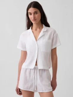 Crinkle Gauze Oversized PJ Shirt