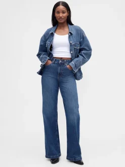 Curvy High Rise Stride Wide-Leg Jeans