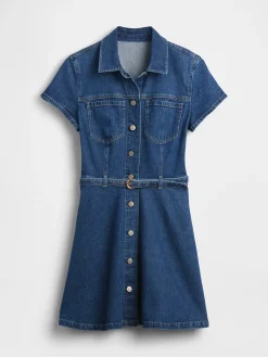Denim Belted Mini Shirtdress