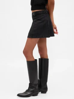 Denim Belted Mini Skirt