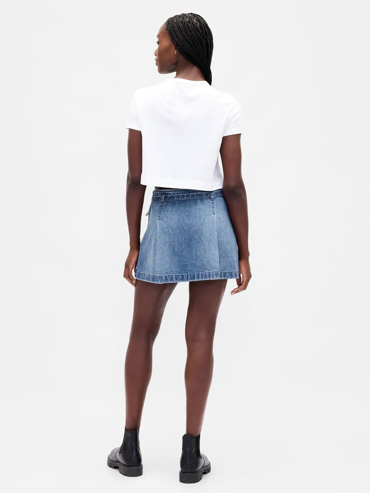 Denim Belted Mini Skirt