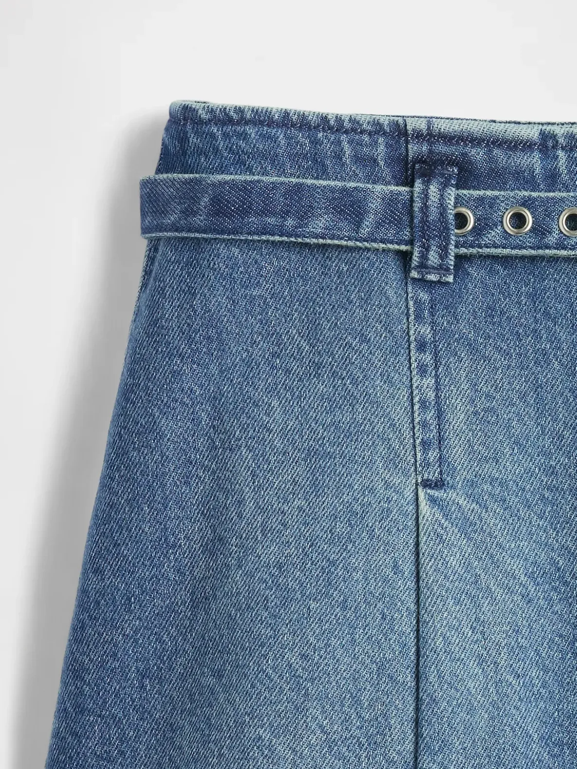 Denim Belted Mini Skirt
