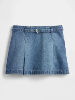 Denim Belted Mini Skirt