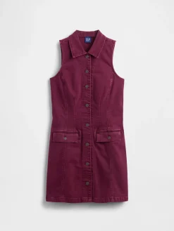 Denim Collared Shift Mini Dress