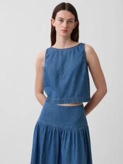 Denim Crop Shell Tank Top