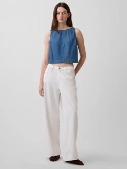 Denim Crop Shell Tank Top