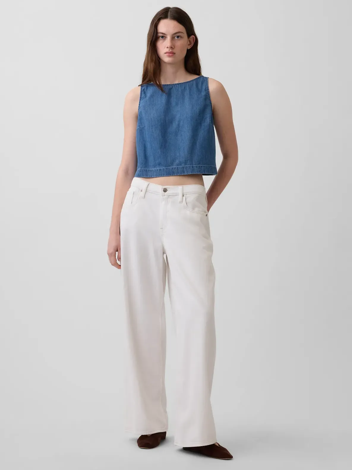 Denim Crop Shell Tank Top