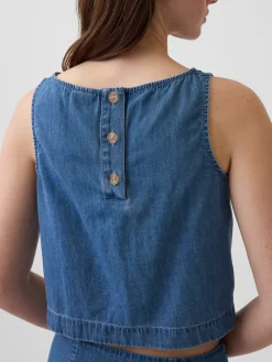 Denim Crop Shell Tank Top