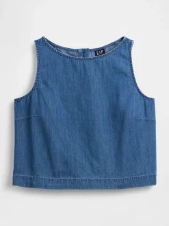 Denim Crop Shell Tank Top