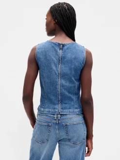 Denim Crop Shell Tank Top