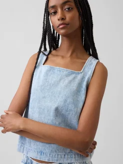 Denim Crop Shell Tank Top