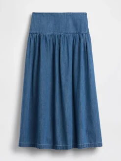 Denim Drop-Waist Maxi Skirt