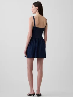 Denim Drop-Waist Mini Dress