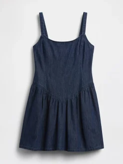 Denim Drop-Waist Mini Dress