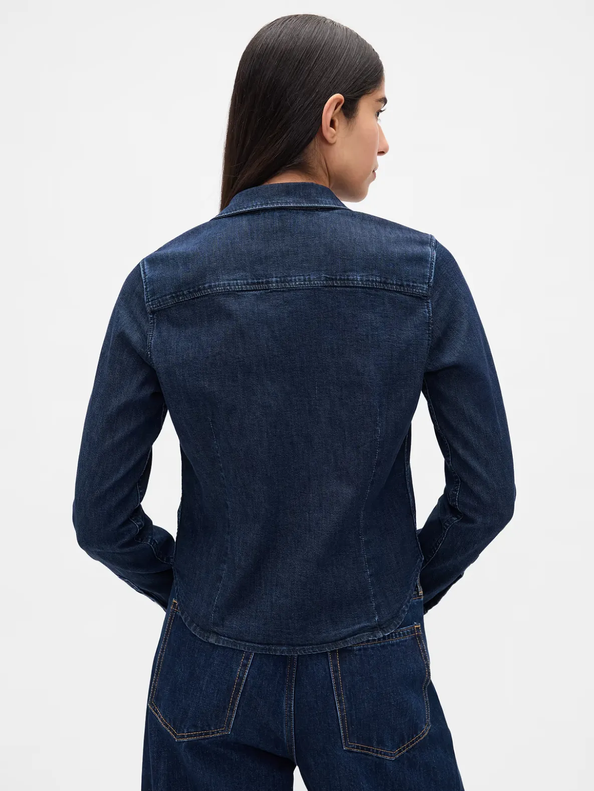 Denim Fitted Crop Shirt