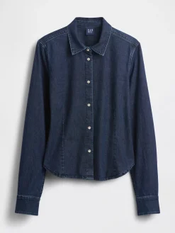 Denim Fitted Crop Shirt