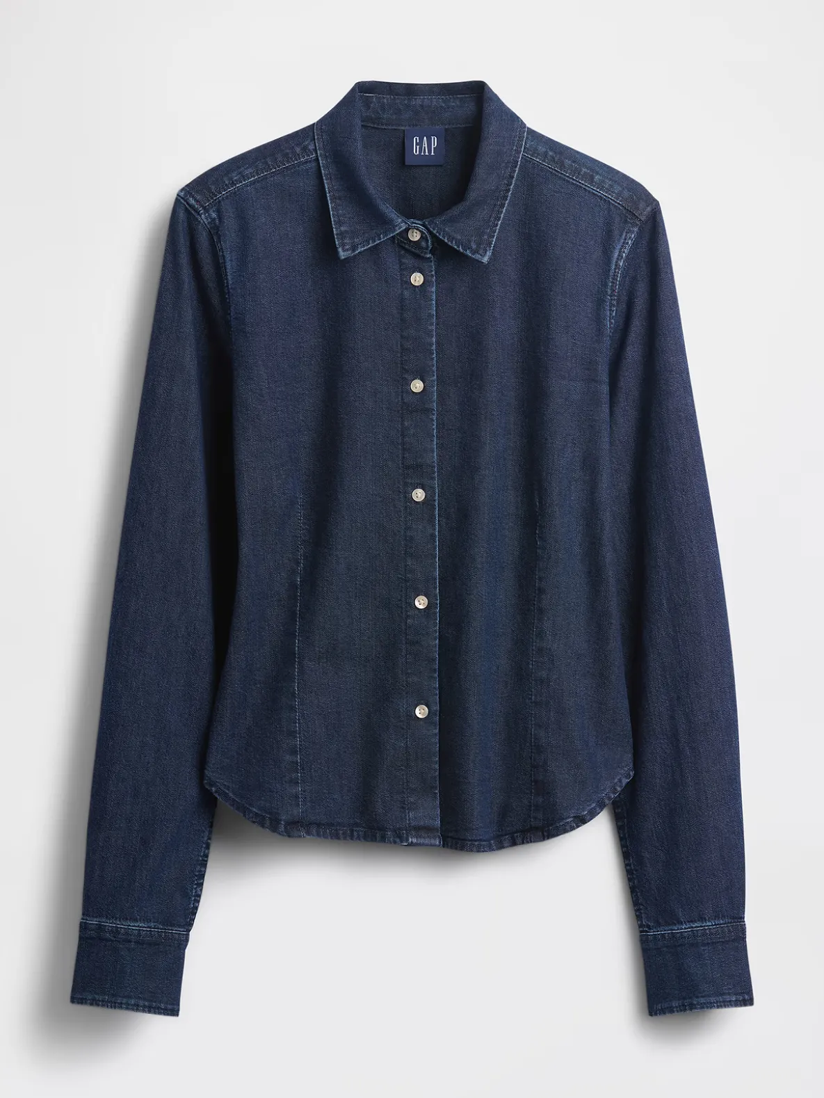 Denim Fitted Crop Shirt