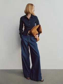 Denim Fitted Crop Shirt