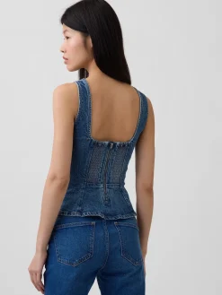 Denim Fitted Peplum Top