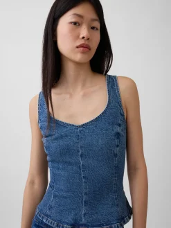 Denim Fitted Peplum Top