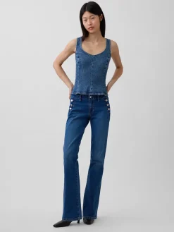 Denim Fitted Peplum Top