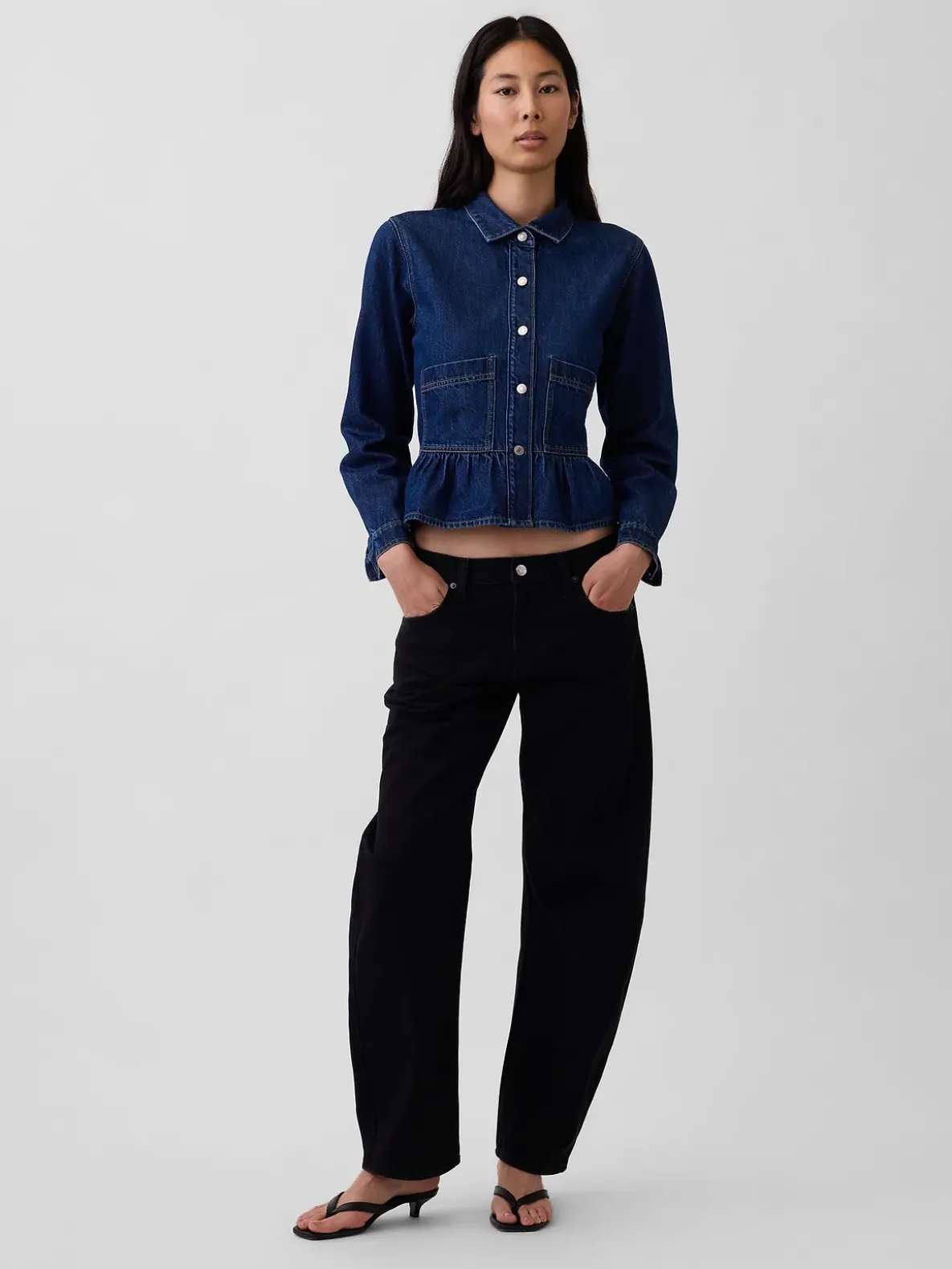 Denim Fitted Peplum Top