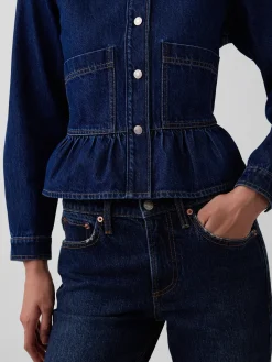 Denim Fitted Peplum Top