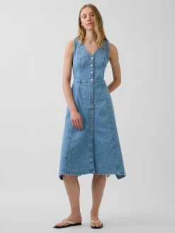 Denim Handkerchief Midi Dress