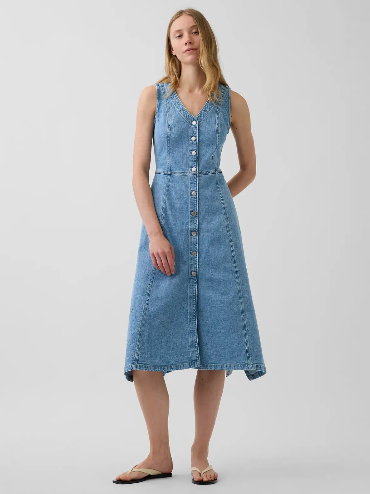 Denim Handkerchief Midi Dress